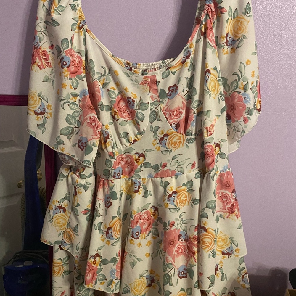 SHEIN Floral Romper with Cream, Pink, and Yellow